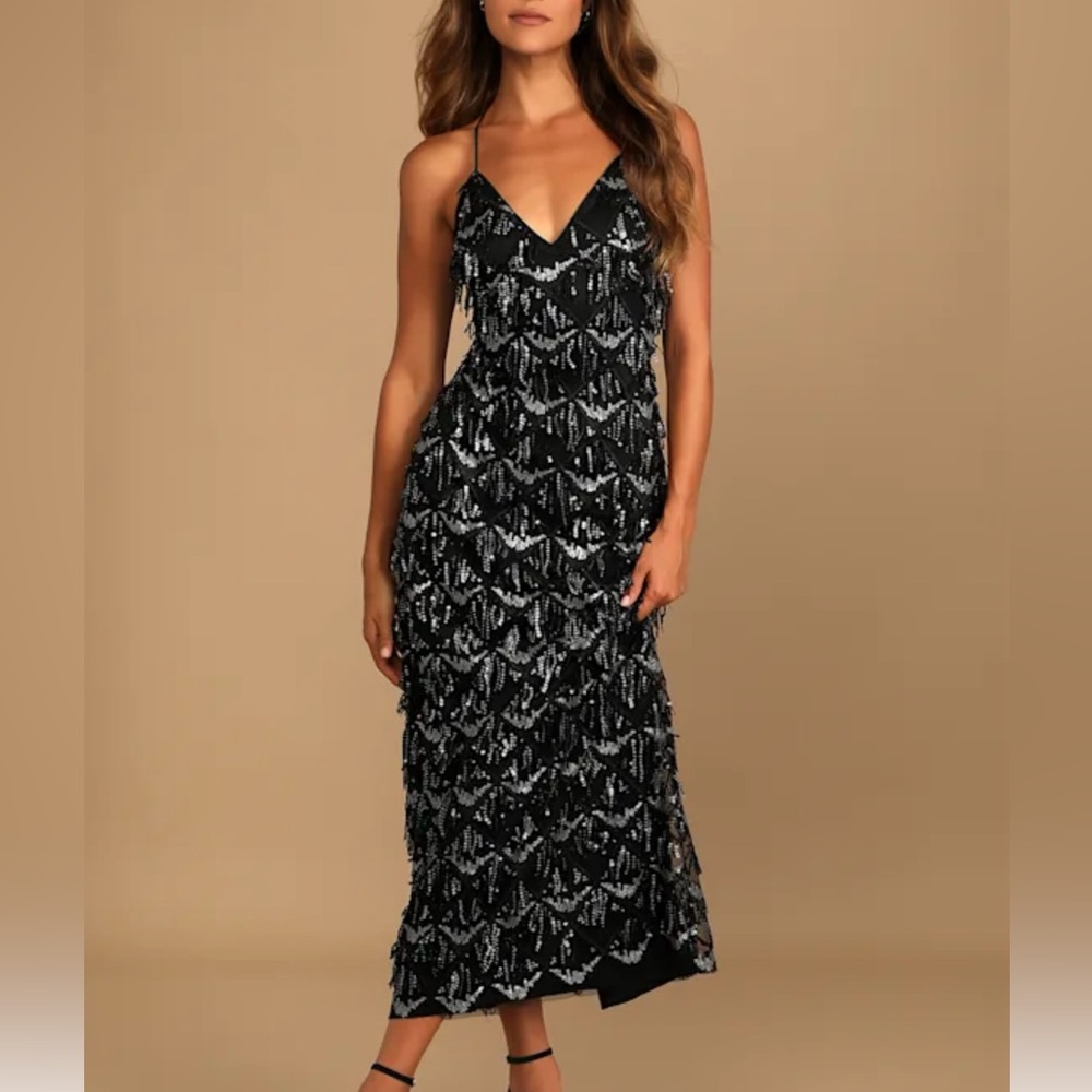NWT Lulu’s sequin fringe dress size small